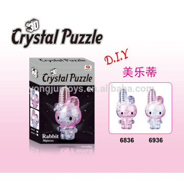 Popular DIY crystal 3D jigsaw puzzle Rabbit 38PCS with light